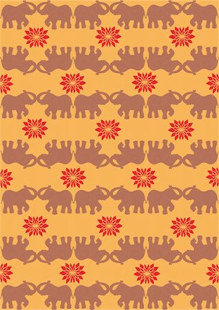 decorated asian elephants - Traditional indian elephant pattern background. Vector file available. Stock Photo - Budget Royalty-Free & Subscription, Code: 400-06355938