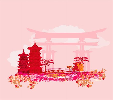 sakura abstract - old paper with Asian Landscape Stock Photo - Budget Royalty-Free & Subscription, Code: 400-06356407