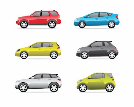 Cars icons set isolated on white background, no transparencies. Stock Photo - Budget Royalty-Free & Subscription, Code: 400-06356874