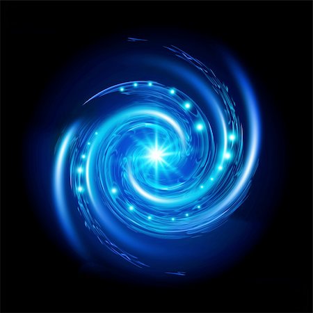 Blue Spiral Vortex with Stars. Illustration on black background Stock Photo - Budget Royalty-Free & Subscription, Code: 400-06357042