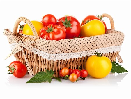 simsearch:400-05664137,k - fresh tomatoes in the basket isolated on white background Stock Photo - Budget Royalty-Free & Subscription, Code: 400-06357707