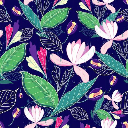 simsearch:400-06929001,k - bright seamless floral pattern on a dark blue background Stock Photo - Budget Royalty-Free & Subscription, Code: 400-06357734