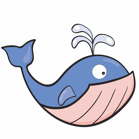 Vector illustration of smiling cute cartoon whale. Stock Photo - Budget Royalty-Free & Subscription, Code: 400-06357990