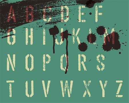 stenciling - Grunge stencil alphabet with drops and streaks. Vector, EPS10 Photographie de stock - Aubaine LD & Abonnement, Code: 400-06358658