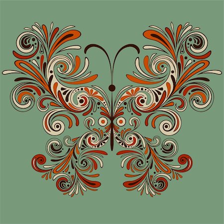 scrollwork - vector butterfly with detailed wings, fully editable eps 8 file Stock Photo - Budget Royalty-Free & Subscription, Code: 400-06359129
