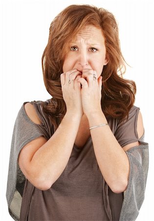 simsearch:400-06363059,k - Paranoid European woman with hands over her mouth Stock Photo - Budget Royalty-Free & Subscription, Code: 400-06365357