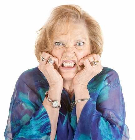 simsearch:400-06363059,k - Furious elderly woman with hands on face Stock Photo - Budget Royalty-Free & Subscription, Code: 400-06365838