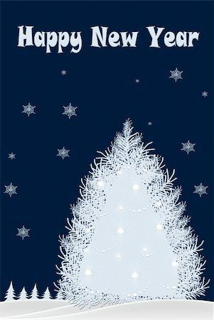 simsearch:400-07087316,k - Winter blue background with stylish Christmas tree Stock Photo - Budget Royalty-Free & Subscription, Code: 400-06365940