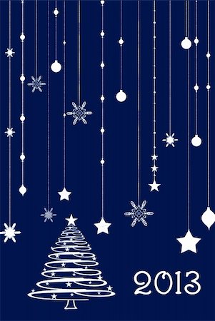 simsearch:400-07087316,k - Winter blue background with Christmas tree and decorations Stock Photo - Budget Royalty-Free & Subscription, Code: 400-06365942