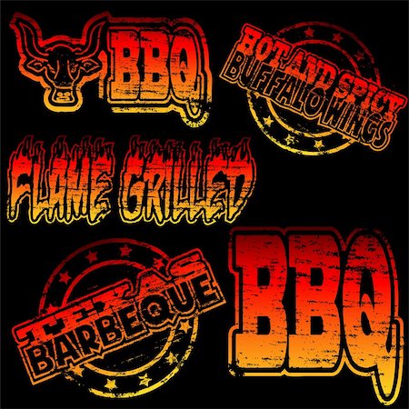 eyematrix (artist) - Flame grilled and BBQ rubber stamp illustrations Stock Photo - Budget Royalty-Free & Subscription, Code: 400-06366360