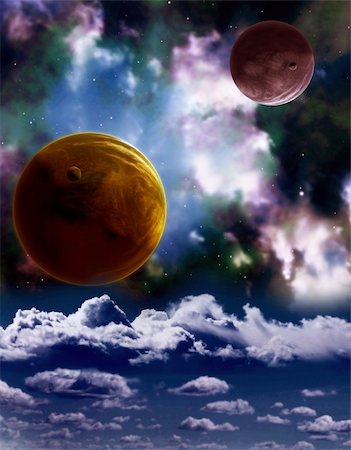 simsearch:400-04670251,k - A beautiful space scene with planets and nebula Stock Photo - Budget Royalty-Free & Subscription, Code: 400-06366509