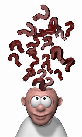 simsearch:400-04109331,k - a bunch of question marks over cartoon guys head - 3d illustration Stock Photo - Budget Royalty-Free & Subscription, Code: 400-06366824