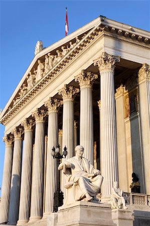 Statue of Sallustius in front of Austria parliament in Vienna, Austria Stock Photo - Budget Royalty-Free & Subscription, Code: 400-06367287