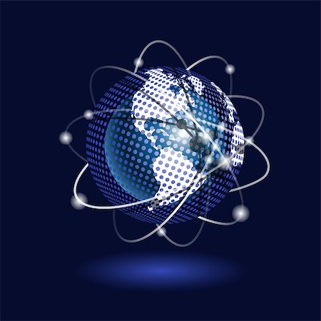 environmental business illustration - illustration blue globe on a blue background Stock Photo - Budget Royalty-Free & Subscription, Code: 400-06367493
