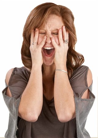 simsearch:400-06363059,k - Frantic woman screaming with hands on face Stock Photo - Budget Royalty-Free & Subscription, Code: 400-06363057