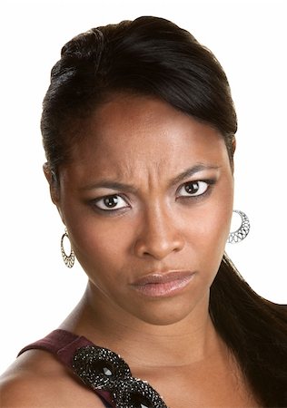 simsearch:400-06363059,k - Young African woman frowning over white background Stock Photo - Budget Royalty-Free & Subscription, Code: 400-06363066