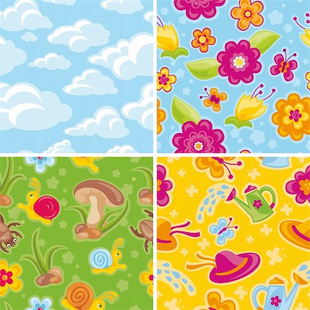 set of abstract seamless pattern vector illustration Stock Photo - Budget Royalty-Free & Subscription, Code: 400-06384598