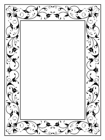 elegant frame clip art - oriental floral ornamental deco black frame pattern isolated Stock Photo - Budget Royalty-Free & Subscription, Code: 400-06384797