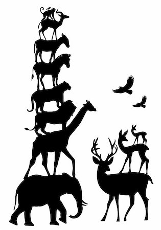 wild animal silhouettes, vector set Stock Photo - Budget Royalty-Free & Subscription, Code: 400-06387630