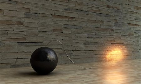exploding bomb on wooden parquet Stock Photo - Budget Royalty-Free & Subscription, Code: 400-06388803