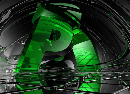 futuristic alphabets - letter p in abstract futuristic space - 3d illustration Stock Photo - Budget Royalty-Free & Subscription, Code: 400-06394598