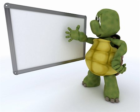 simsearch:400-06396346,k - 3D render of a tortoise with White class room drywipe marker board Stock Photo - Budget Royalty-Free & Subscription, Code: 400-06395034