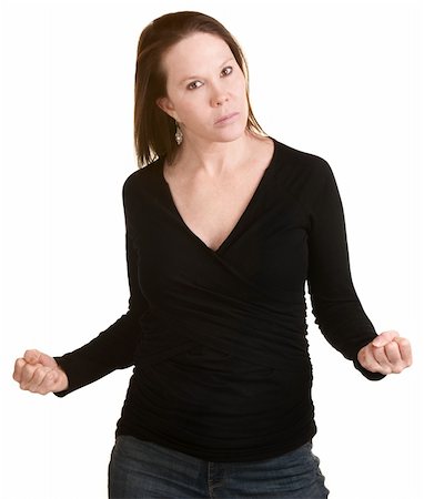 simsearch:400-06363059,k - Furious European woman in black clenching her fists Stock Photo - Budget Royalty-Free & Subscription, Code: 400-06395172