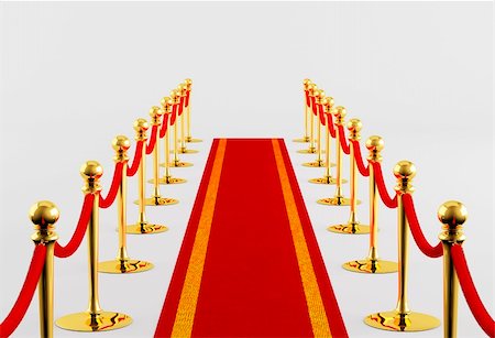 Red carpet with golden fence on a white background Stock Photo - Budget Royalty-Free & Subscription, Code: 400-06396769