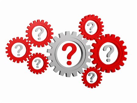 query - question-marks - red and grey signs in gearwheels Stock Photo - Budget Royalty-Free & Subscription, Code: 400-06397316