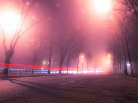 deserted city streets - Night and foggy street in autumn Kiev Stock Photo - Budget Royalty-Free & Subscription, Code: 400-06391661