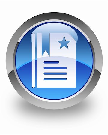 favorite - Bookmark icon on glossy blue round button Foto de stock - Super Valor sin royalties y Suscripción, Código: 400-06393802