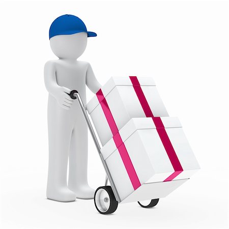 shoving - figure supplier push hand truck with gifts Stock Photo - Budget Royalty-Free & Subscription, Code: 400-06408024