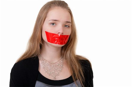 simsearch:400-04175955,k - beautiful girl with her mouth sealed with red tape Stock Photo - Budget Royalty-Free & Subscription, Code: 400-06408401