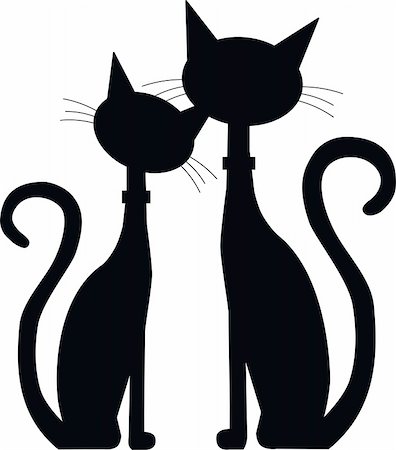 silhouette of two cats in love Stock Photo - Budget Royalty-Free & Subscription, Code: 400-06409607
