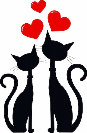 silhouette of two cats in love Stock Photo - Budget Royalty-Free & Subscription, Code: 400-06409608