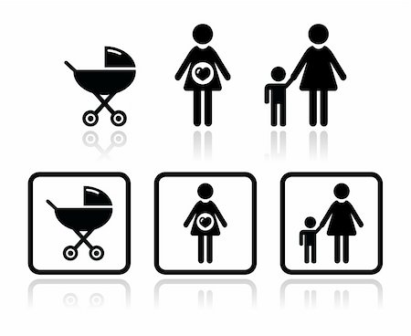 Black icons set - motherhood, pregnancy Stock Photo - Budget Royalty-Free & Subscription, Code: 400-06409827