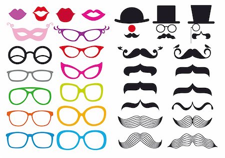 huge set of mustache and spectacles, vector design elements Foto de stock - Super Valor sin royalties y Suscripción, Código: 400-06416061