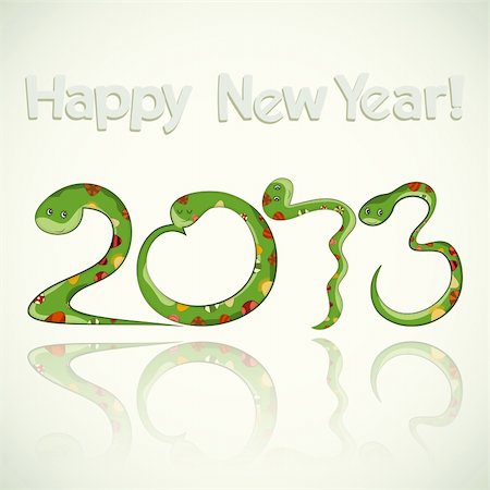 Year of the snake design - data 2013 made from green cartoon snakes on white background - vector illustration Stock Photo - Budget Royalty-Free & Subscription, Code: 400-06416175