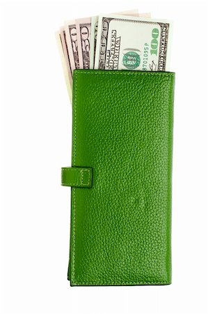 Open green leather wallet with money in it. Stock Photo - Budget Royalty-Free & Subscription, Code: 400-06416224