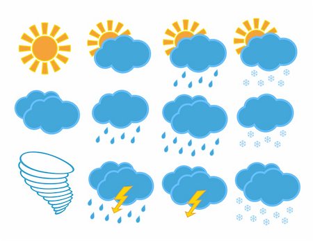 Set of different weather icons. Vector illustration Stock Photo - Budget Royalty-Free & Subscription, Code: 400-06416612