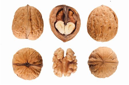 six walnuts isolated on the white background Stock Photo - Budget Royalty-Free & Subscription, Code: 400-06417023