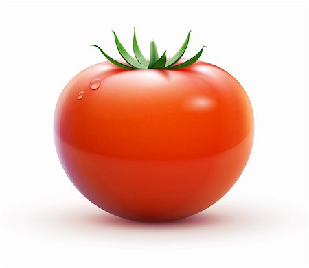 Vector illustration of big ripe red fresh tomato  isolated on white background Stock Photo - Budget Royalty-Free & Subscription, Code: 400-06419018