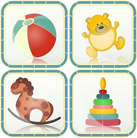 Baby toys icons - vector set - Vector illustration Stock Photo - Budget Royalty-Free & Subscription, Code: 400-06410969