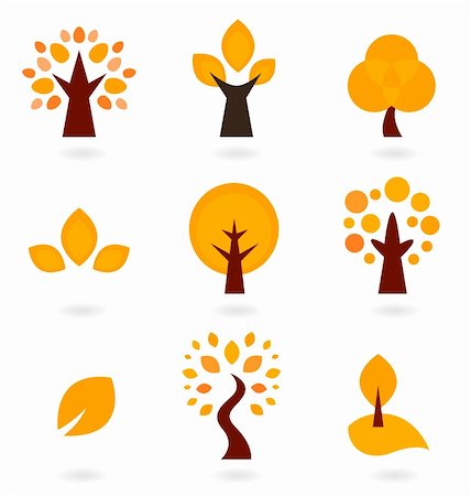 eco illustration - Autumn trees collection. Vector illustration Stock Photo - Budget Royalty-Free & Subscription, Code: 400-06411094