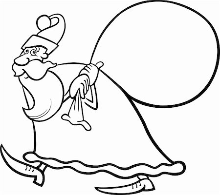simsearch:400-08708552,k - Cartoon Illustration of Christmas Santa Claus or Papa Noel for Coloring Book Stock Photo - Budget Royalty-Free & Subscription, Code: 400-06411516