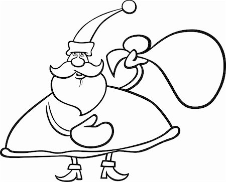 simsearch:400-08708552,k - Cartoon Illustration of Christmas Santa Claus or Papa Noel for Coloring Book Stock Photo - Budget Royalty-Free & Subscription, Code: 400-06411527