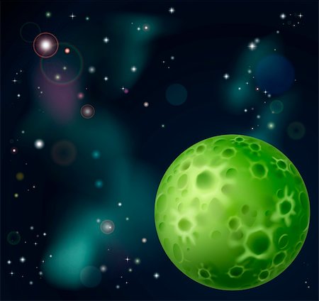 An outer space cartoon background with fantasy moon in the foreground Stock Photo - Budget Royalty-Free & Subscription, Code: 400-06411577
