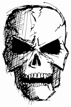 skull face drawing images - Vector sketch evil monster skull for halloween Stock Photo - Budget Royalty-Free & Subscription, Code: 400-06411617