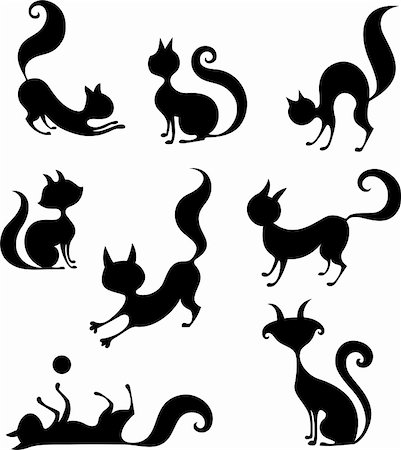 vector illustration of a cat set Stock Photo - Budget Royalty-Free & Subscription, Code: 400-06412991