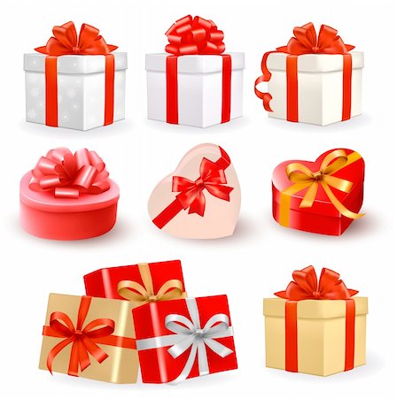 Set of colorful vector gift boxes with bows and ribbons Stock Photo - Budget Royalty-Free & Subscription, Code: 400-06413223